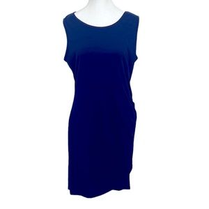 Navy Sleeveless Dress with Ruched Side Size L